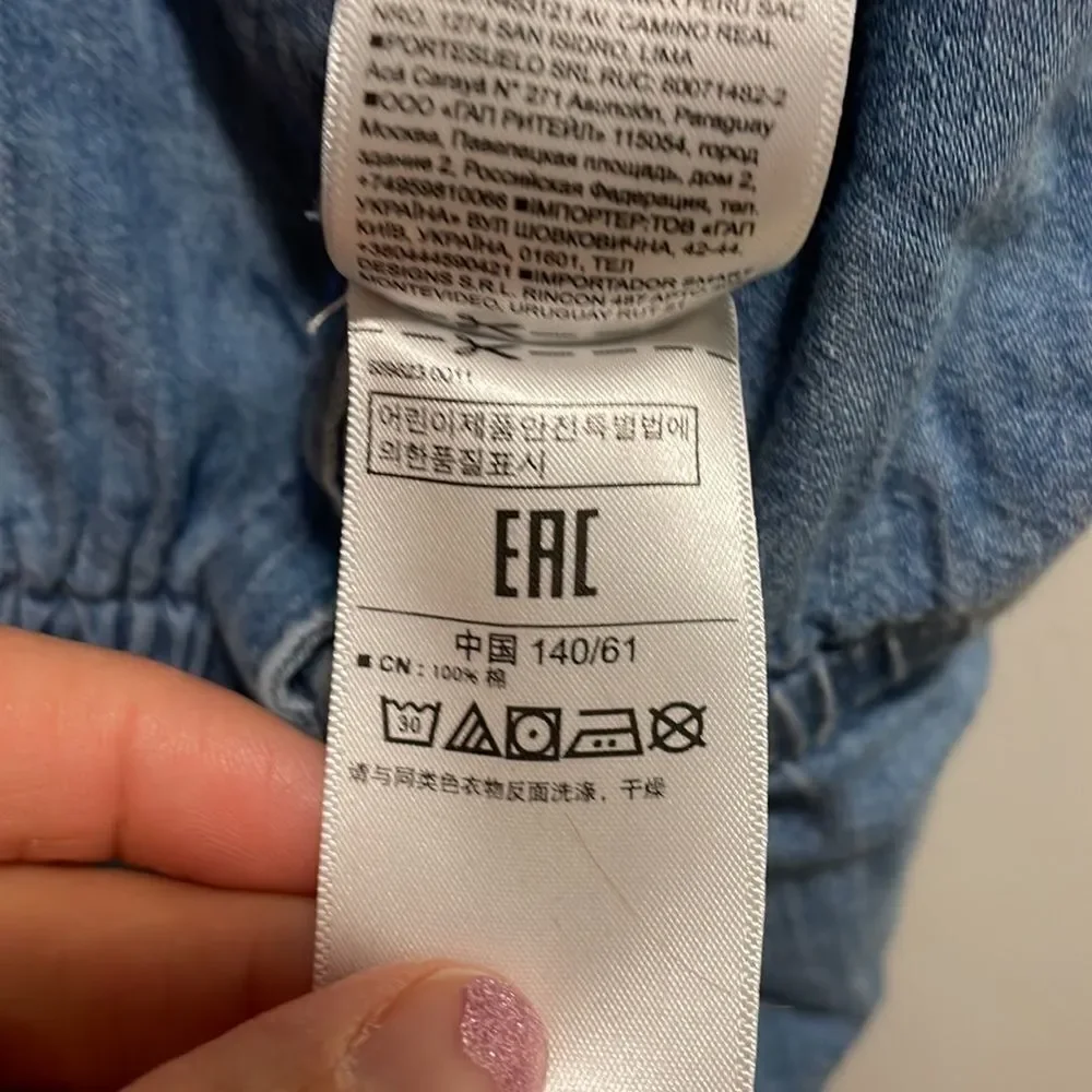 GAP kids ruffle denim jumpsuit.